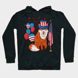 Patriotic 4th Of July USA Flag America Animal Lover Fox Hoodie